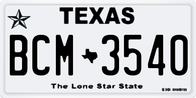 TX license plate BCM3540