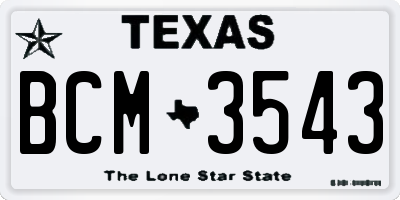TX license plate BCM3543