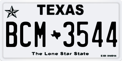 TX license plate BCM3544