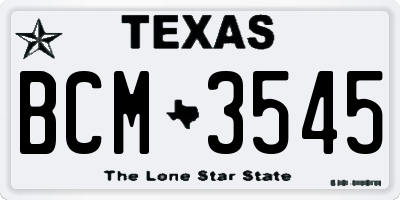 TX license plate BCM3545