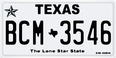 TX license plate BCM3546