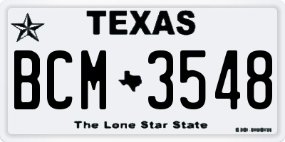 TX license plate BCM3548