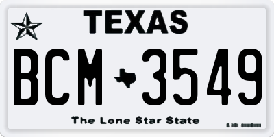 TX license plate BCM3549