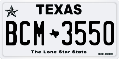 TX license plate BCM3550