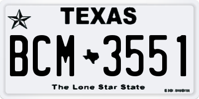 TX license plate BCM3551