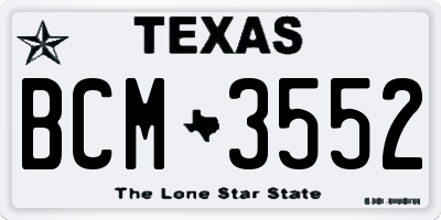TX license plate BCM3552