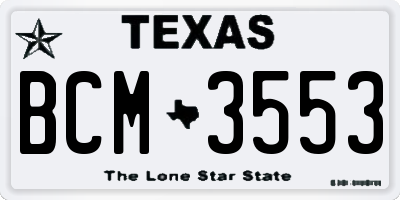 TX license plate BCM3553