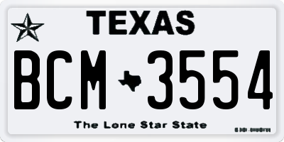 TX license plate BCM3554