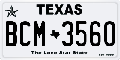 TX license plate BCM3560