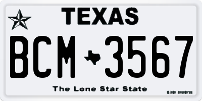 TX license plate BCM3567