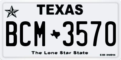 TX license plate BCM3570