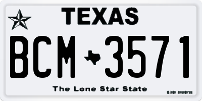 TX license plate BCM3571
