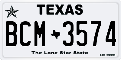 TX license plate BCM3574