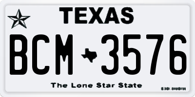 TX license plate BCM3576