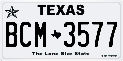 TX license plate BCM3577