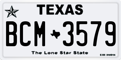TX license plate BCM3579