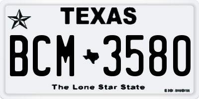 TX license plate BCM3580