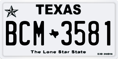 TX license plate BCM3581