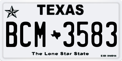 TX license plate BCM3583