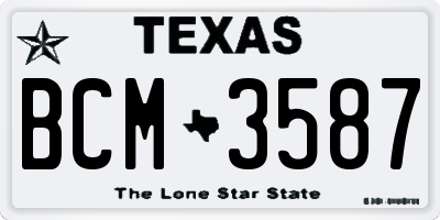 TX license plate BCM3587