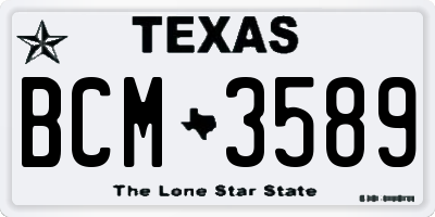 TX license plate BCM3589