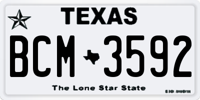 TX license plate BCM3592