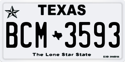 TX license plate BCM3593