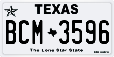 TX license plate BCM3596