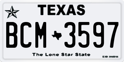 TX license plate BCM3597