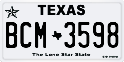 TX license plate BCM3598