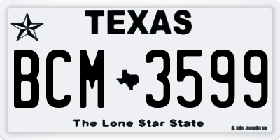 TX license plate BCM3599