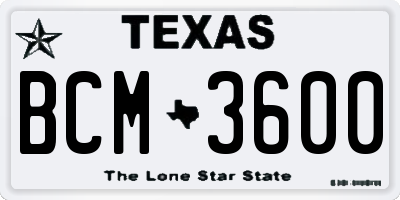 TX license plate BCM3600