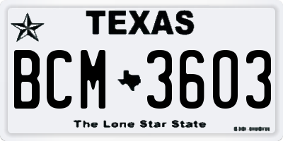 TX license plate BCM3603