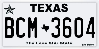 TX license plate BCM3604