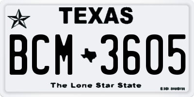 TX license plate BCM3605