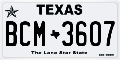 TX license plate BCM3607