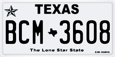 TX license plate BCM3608