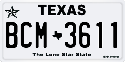TX license plate BCM3611