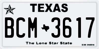 TX license plate BCM3617