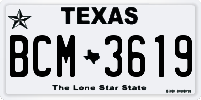 TX license plate BCM3619
