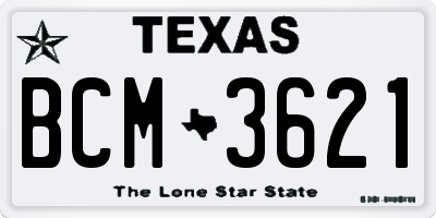 TX license plate BCM3621