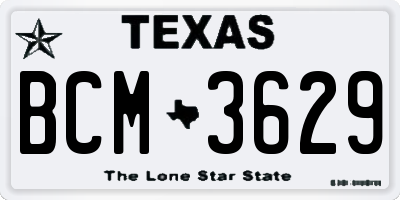 TX license plate BCM3629