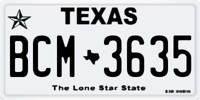 TX license plate BCM3635