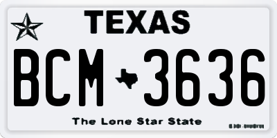 TX license plate BCM3636