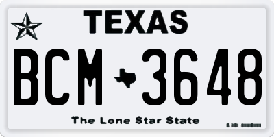 TX license plate BCM3648