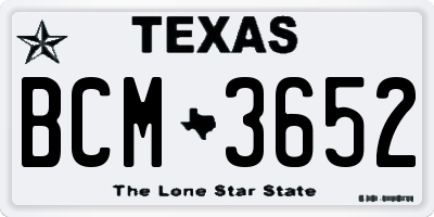 TX license plate BCM3652