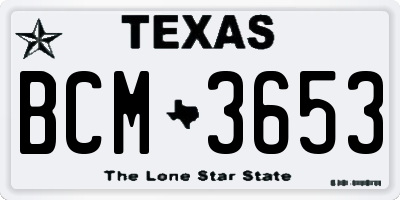 TX license plate BCM3653