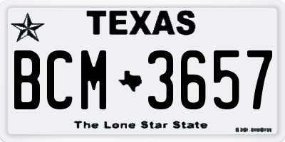 TX license plate BCM3657