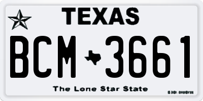 TX license plate BCM3661