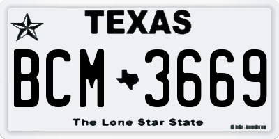 TX license plate BCM3669